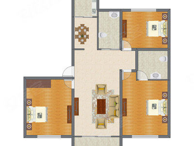 3室2厅 129.00平米