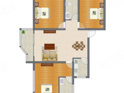 3室2厅 86.35平米