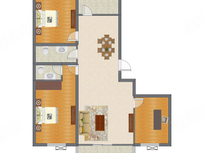 3室2厅 144.80平米户型图
