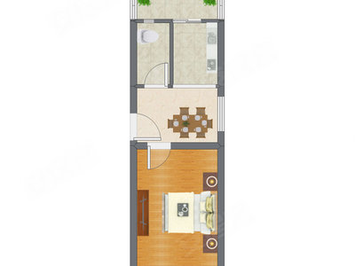 1室1厅 41.90平米户型图