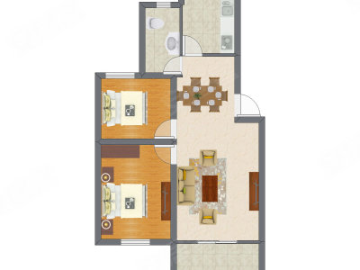 2室2厅 55.31平米户型图