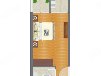 1室0厅 37.60平米户型图