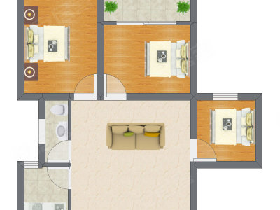 3室1厅 87.10平米