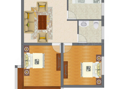 2室1厅 60.65平米