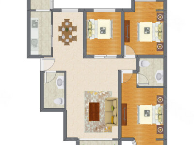 3室2厅 120.44平米