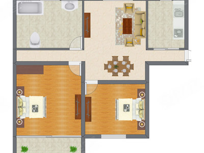 2室1厅 78.98平米