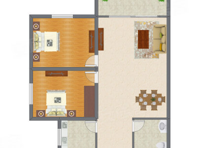 2室2厅 110.48平米户型图