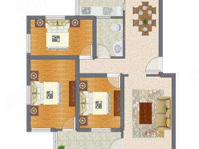 3室2厅 81.80平米户型图