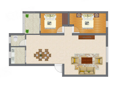 2室2厅 78.60平米户型图