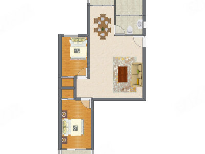 2室2厅 59.31平米户型图