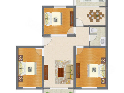 3室2厅 127.27平米户型图