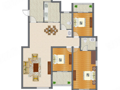 3室2厅 150.11平米户型图