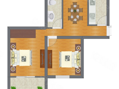 2室1厅 40.25平米户型图