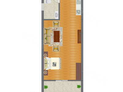 1室1厅 49.04平米户型图