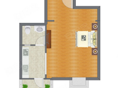 1室0厅 62.88平米户型图