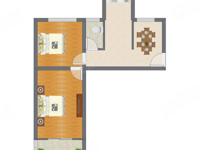 2室1厅 63.83平米户型图