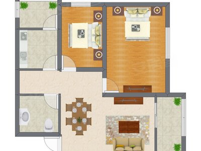 2室2厅 76.00平米