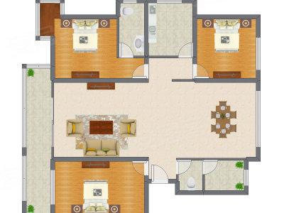 3室2厅 153.00平米户型图