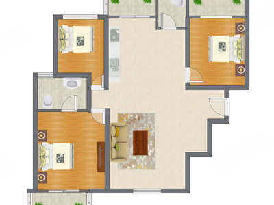 3室1厅 117.56平米