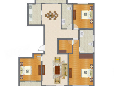 3室2厅 162.00平米