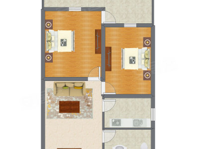 2室1厅 64.73平米