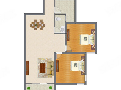 2室2厅 87.49平米