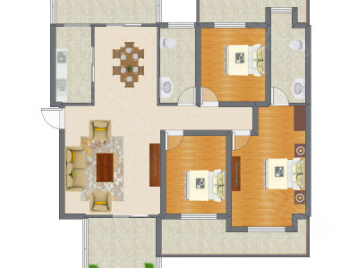 3室2厅 121.91平米