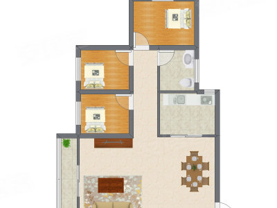 3室2厅 99.75平米户型图