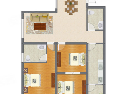 3室2厅 125.94平米户型图