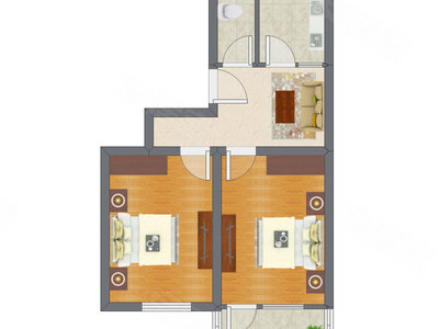 2室1厅 63.00平米