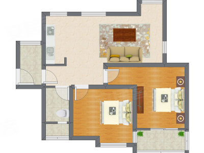 2室1厅 88.16平米