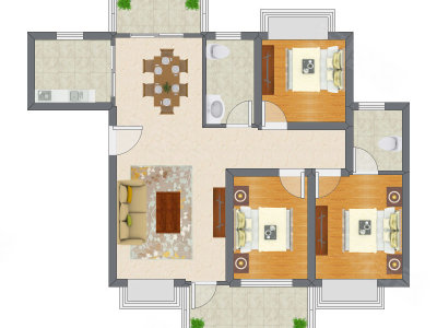 3室2厅 90.56平米