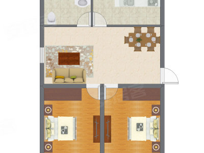 2室2厅 80.20平米户型图