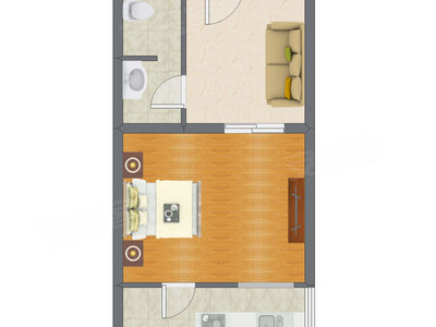 1室1厅 47.04平米