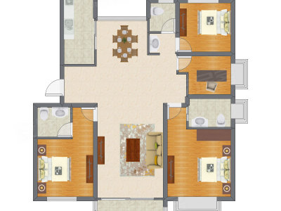 4室2厅 142.78平米户型图
