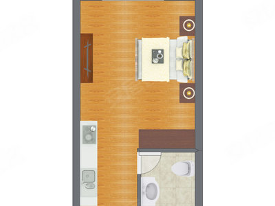 1室0厅 45.42平米户型图