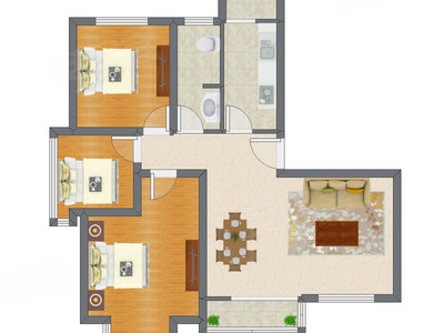 3室2厅 99.59平米