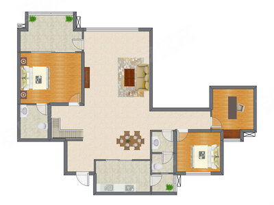 4室2厅 97.35平米户型图