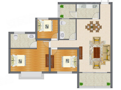 3室2厅 98.85平米