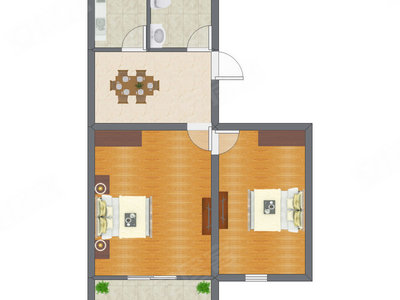 2室1厅 53.06平米户型图