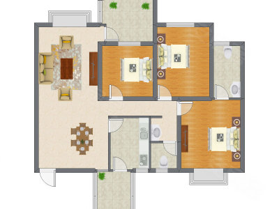 3室2厅 99.78平米户型图