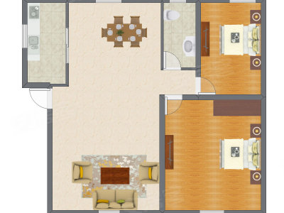 2室1厅 90.71平米