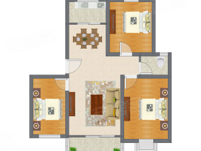 3室2厅 95.60平米户型图