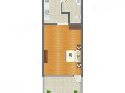 1室0厅 50.15平米户型图