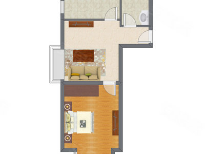 1室1厅 40.73平米户型图