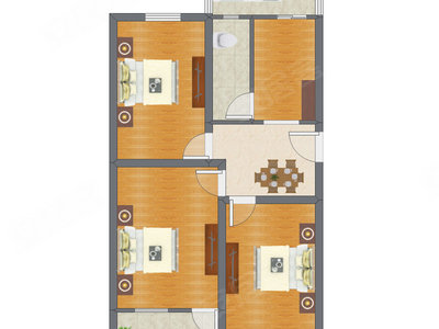 3室1厅 83.54平米