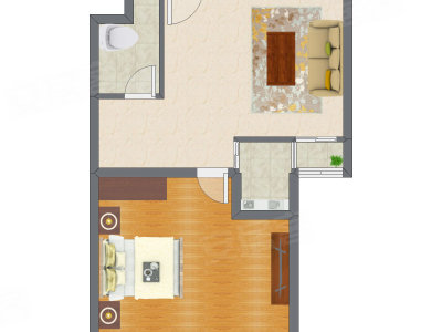 1室1厅 47.65平米