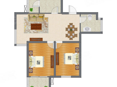 2室2厅 99.00平米户型图