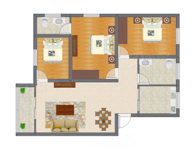 3室2厅 69.26平米