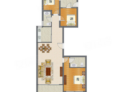3室2厅 163.97平米户型图